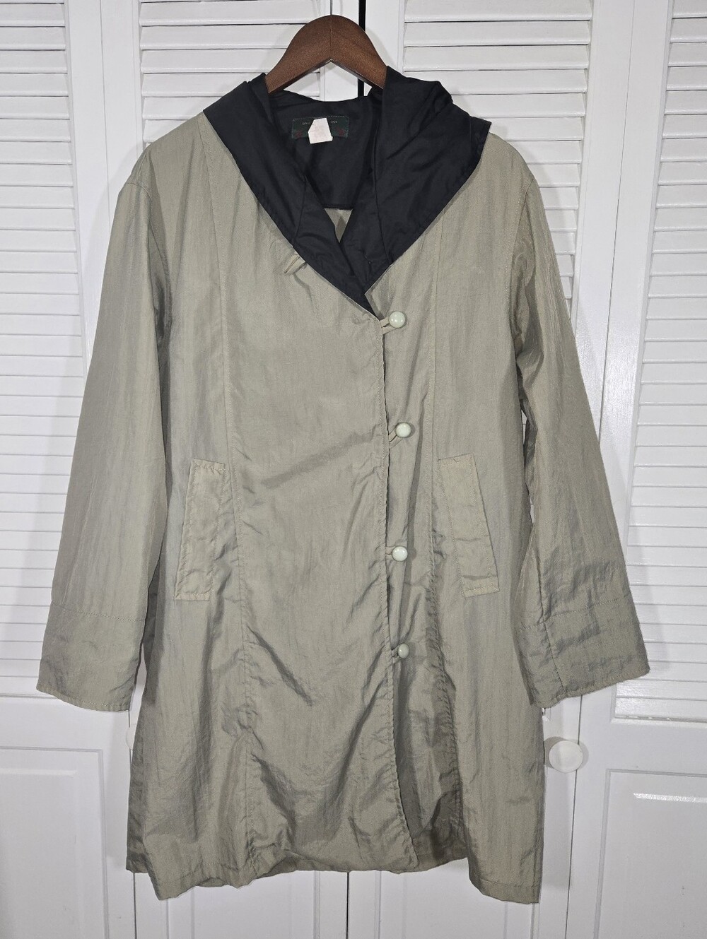 Orvis Vintage 2 Tone Lightweight Hooded Trench Coat Sz XS